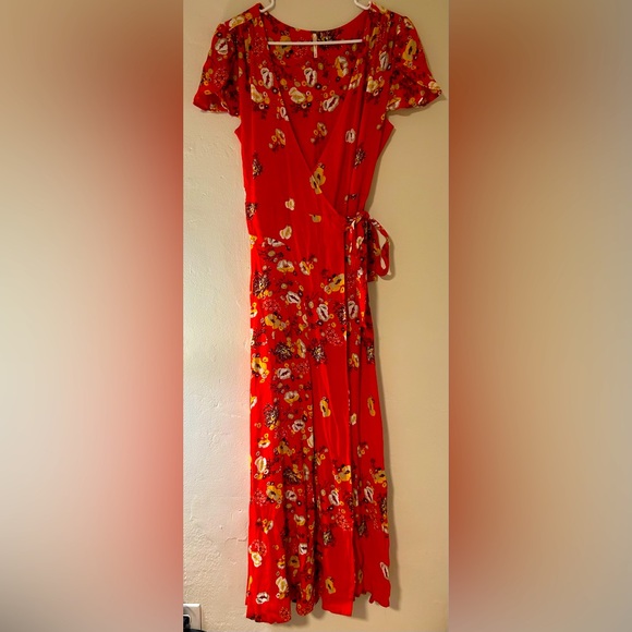 Free People Medium Jess Wrap Dress in Red - Picture 2 of 4